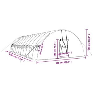Šiltnamis su plieno rėmu, baltos spalvos, 12x6x2,85m, 72m²
