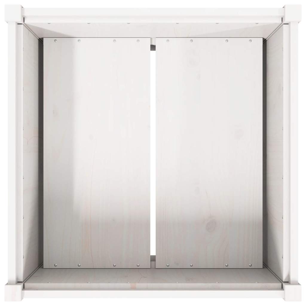 Sodo lovelis, baltas, 70x70x70cm, pušies medienos masyvas Sodo lovelis, baltas, 70x70x70cm, pušies medienos masyvas - Image 8