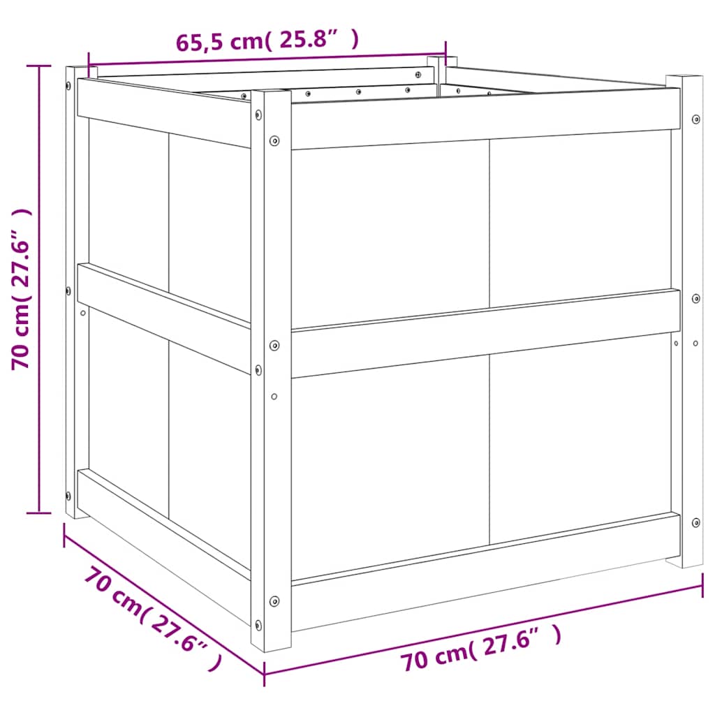 Sodo lovelis, baltas, 70x70x70cm, pušies medienos masyvas Sodo lovelis, baltas, 70x70x70cm, pušies medienos masyvas