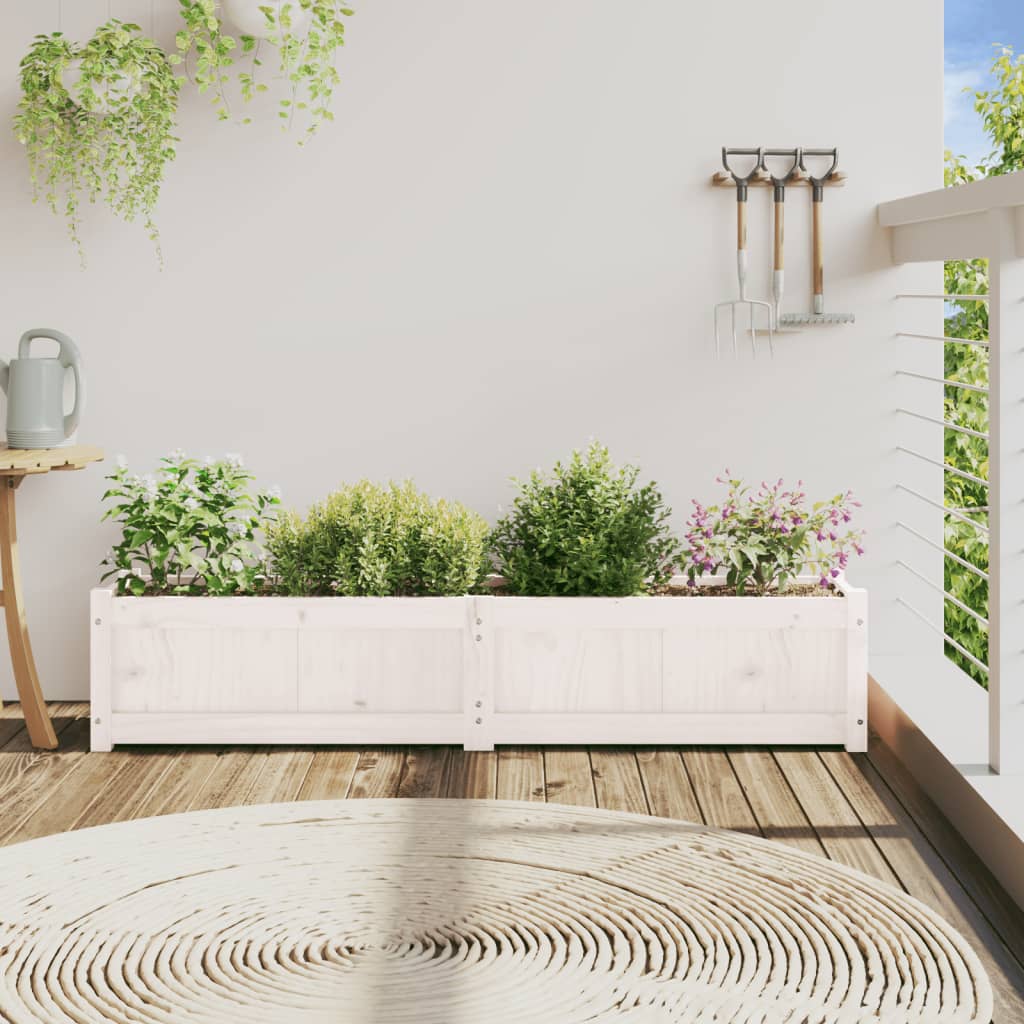 Sodo lovelis, baltas, 150x31x31cm, pušies medienos masyvas Sodo lovelis, baltas, 150x31x31cm, pušies medienos masyvas - Image 3