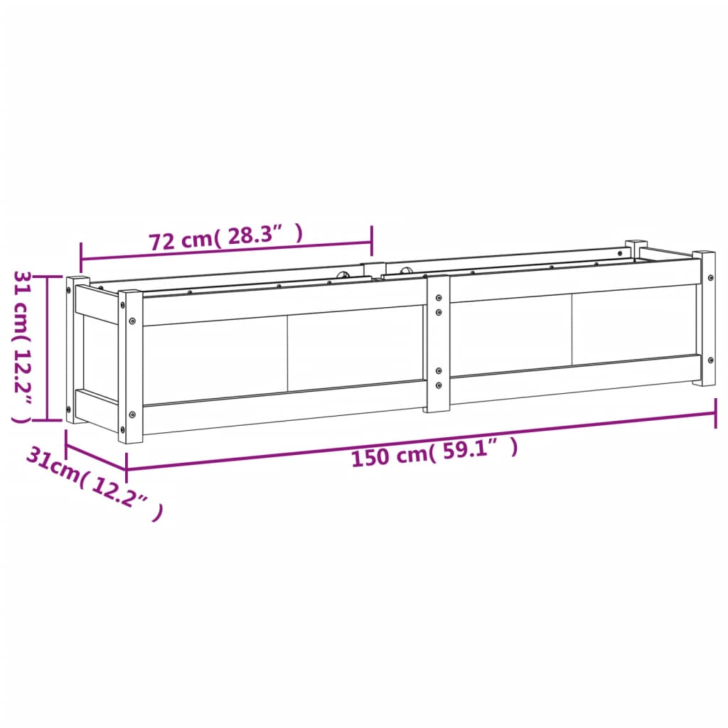Sodo lovelis, baltas, 150x31x31cm, pušies medienos masyvas Sodo lovelis, baltas, 150x31x31cm, pušies medienos masyvas