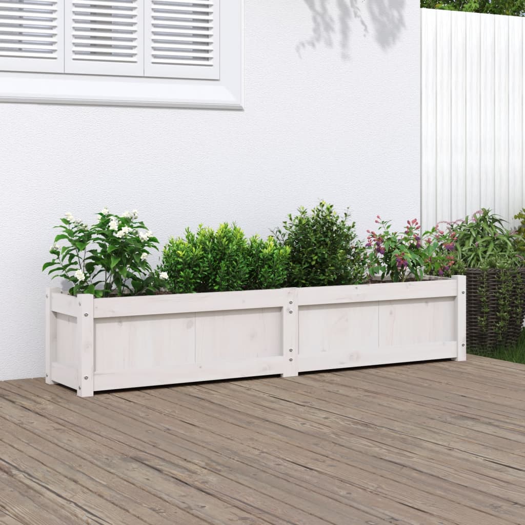 Sodo lovelis, baltas, 150x31x31cm, pušies medienos masyvas Sodo lovelis, baltas, 150x31x31cm, pušies medienos masyvas - Image 2