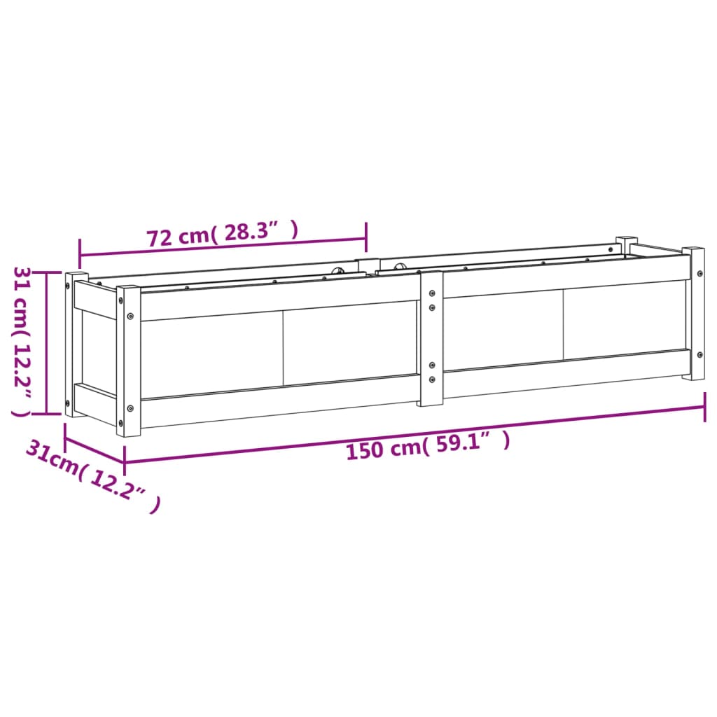 Sodo lovelis, 150x31x31cm, impregnuota pušies mediena Sodo lovelis, 150x31x31cm, impregnuota pušies mediena