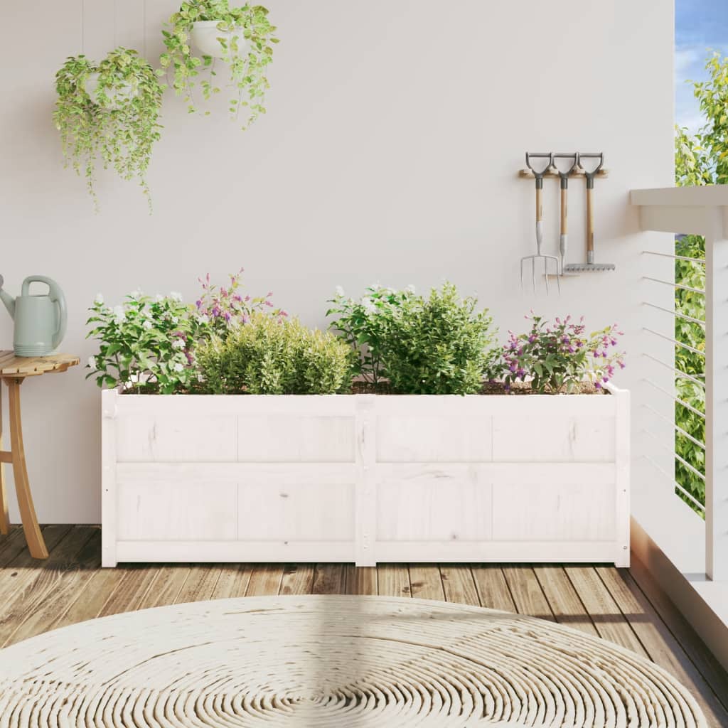 Sodo lovelis, baltas, 150x50x50cm, pušies medienos masyvas Sodo lovelis, baltas, 150x50x50cm, pušies medienos masyvas - Image 3