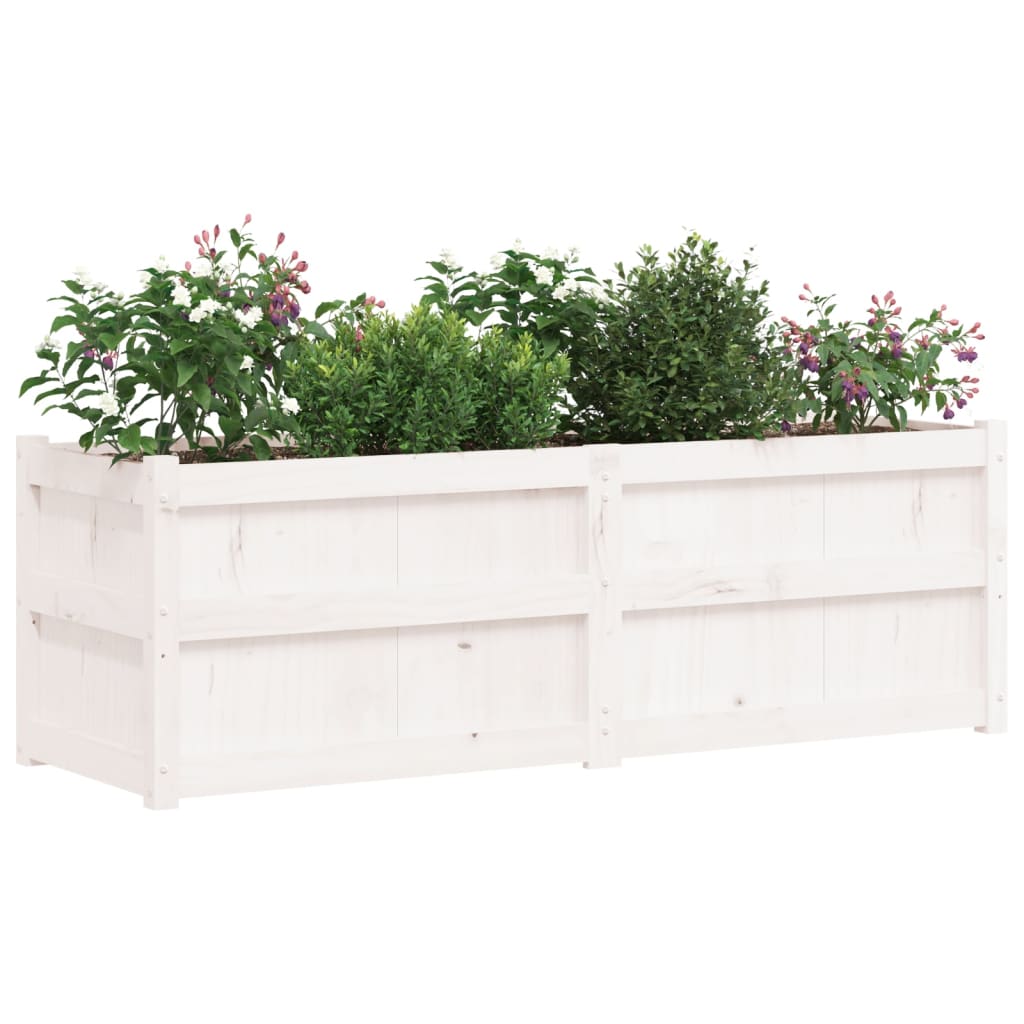 Sodo lovelis, baltas, 150x50x50cm, pušies medienos masyvas Sodo lovelis, baltas, 150x50x50cm, pušies medienos masyvas - Image 4