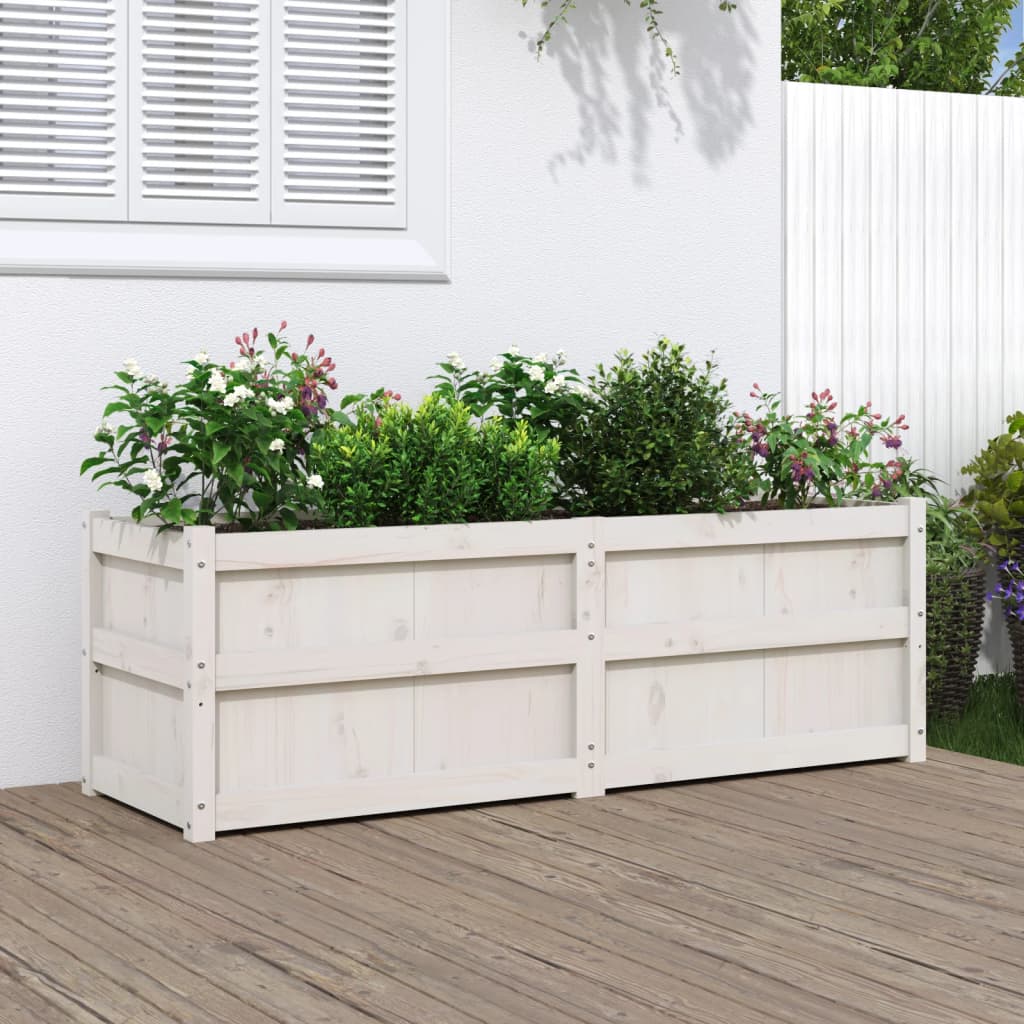 Sodo lovelis, baltas, 150x50x50cm, pušies medienos masyvas Sodo lovelis, baltas, 150x50x50cm, pušies medienos masyvas - Image 2