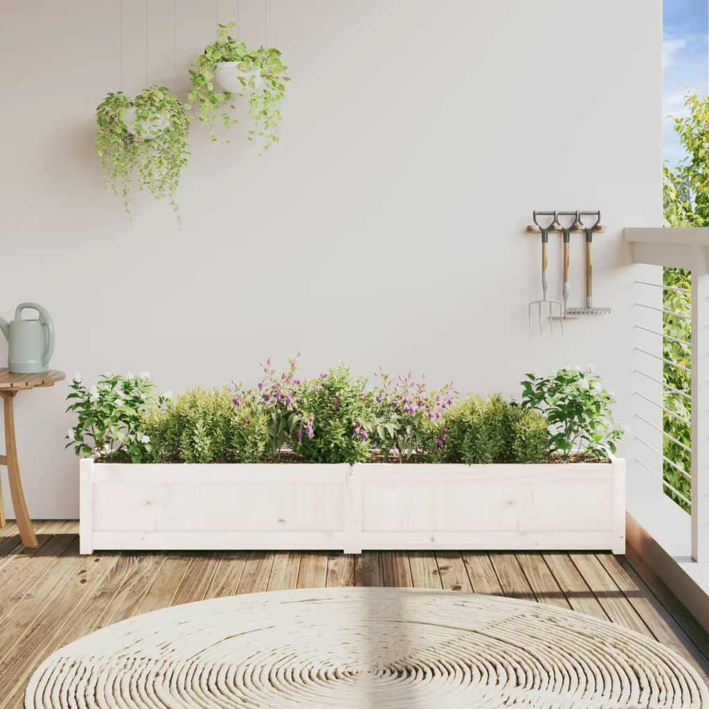 Sodo lovelis, baltas, 180x31x31cm, pušies medienos masyvas Sodo lovelis, baltas, 180x31x31cm, pušies medienos masyvas - Image 3