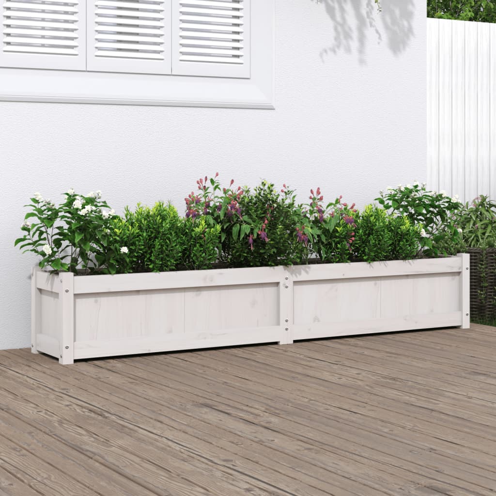 Sodo lovelis, baltas, 180x31x31cm, pušies medienos masyvas Sodo lovelis, baltas, 180x31x31cm, pušies medienos masyvas - Image 2