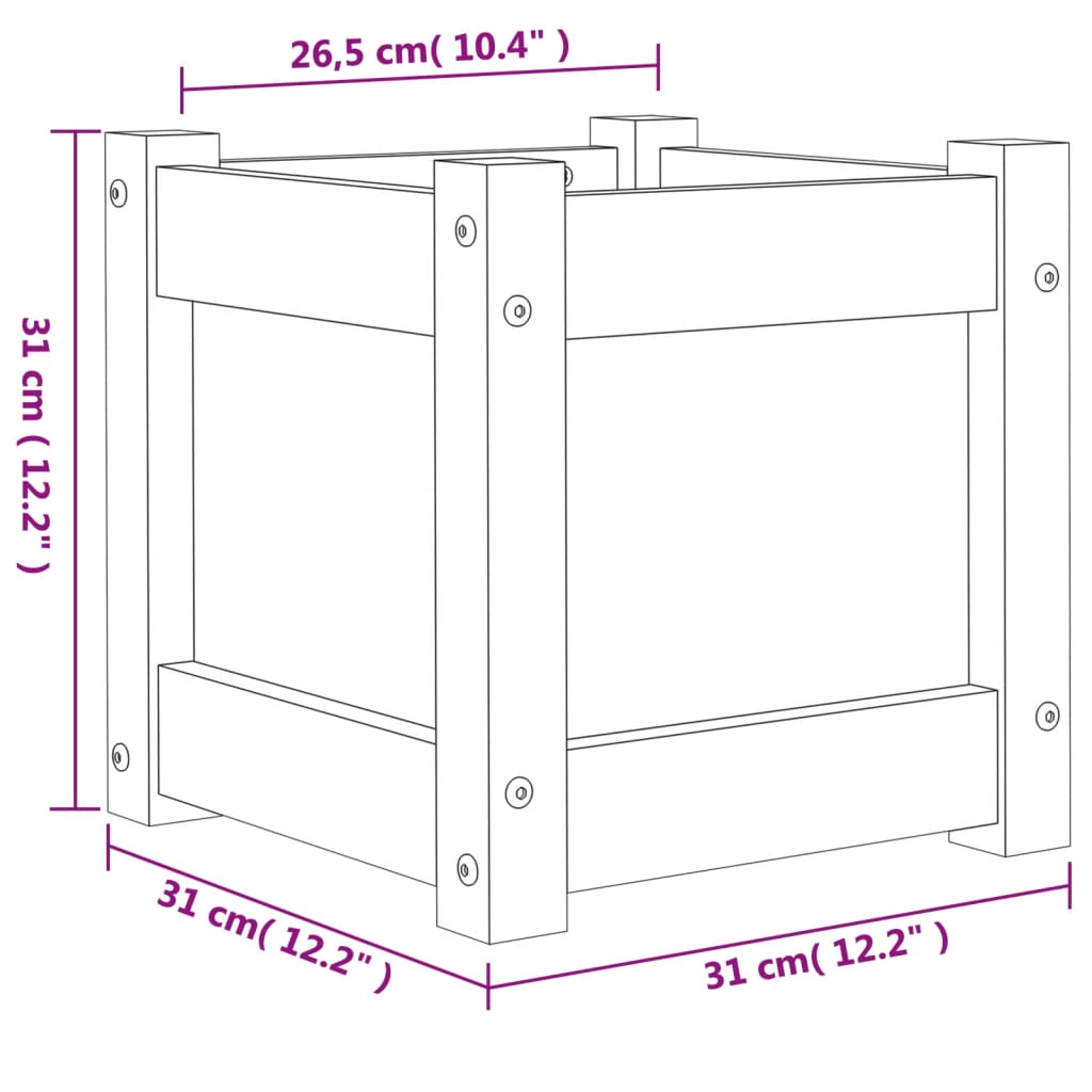 Sodo lovelis, vaško rudas, 31x31x31cm, pušies medienos masyvas Sodo lovelis, vaško rudas, 31x31x31cm, pušies medienos masyvas