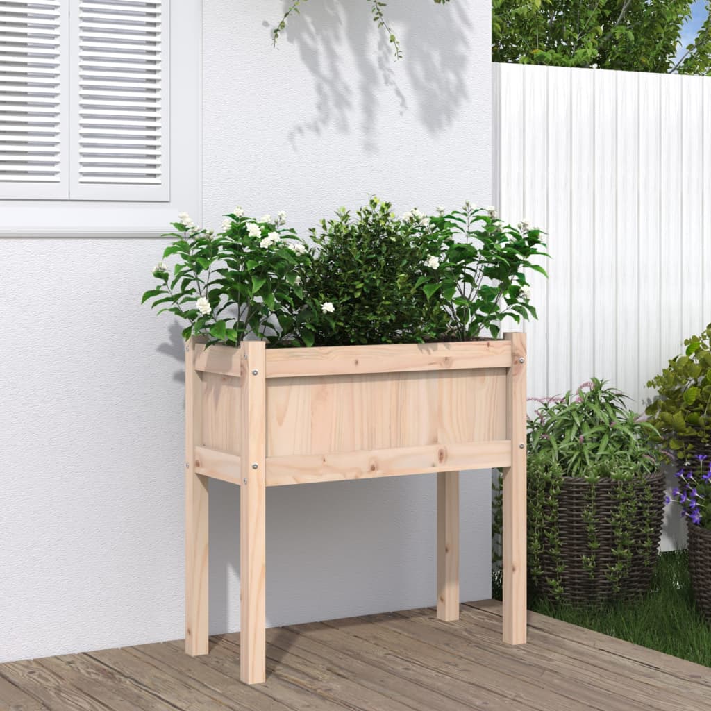 Sodo lovelis su kojelėmis, 70x31x70cm, pušies medienos masyvas Sodo lovelis su kojelėmis, 70x31x70cm, pušies medienos masyvas - Image 2
