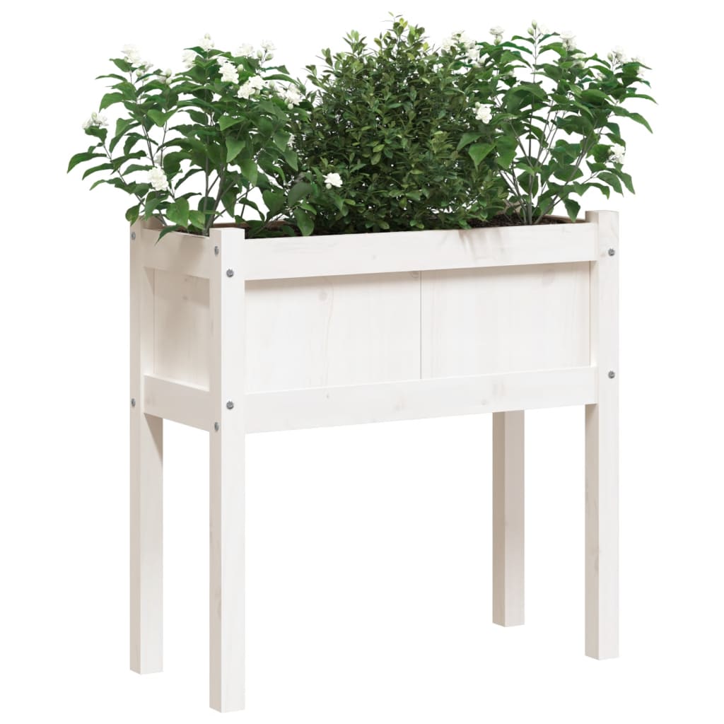 Sodo lovelis su kojelėmis, baltas, 70x31x70cm, pušies masyvas Sodo lovelis su kojelėmis, baltas, 70x31x70cm, pušies masyvas - Image 4