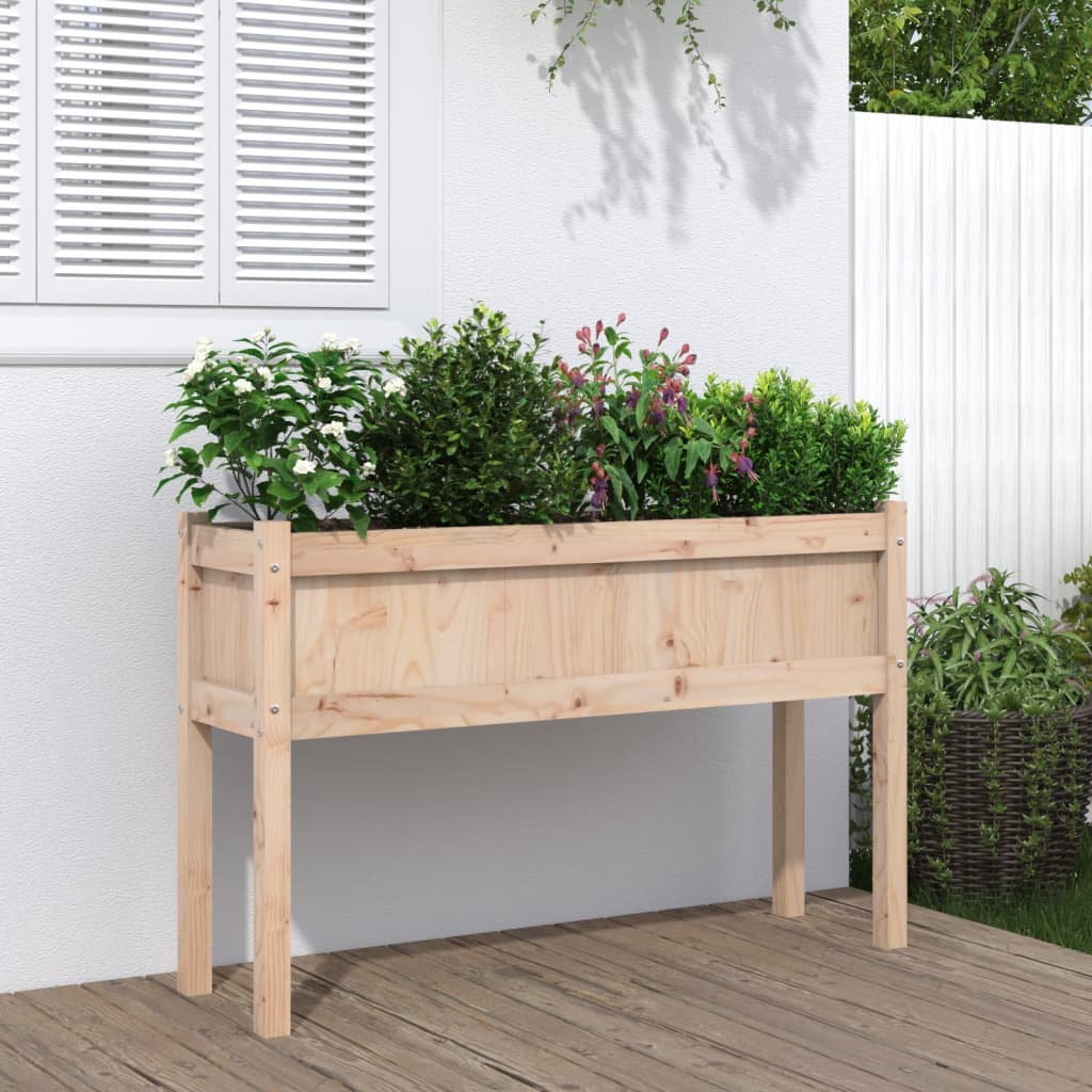 Sodo lovelis su kojelėmis, 110x31x70cm, pušies medienos masyvas Sodo lovelis su kojelėmis, 110x31x70cm, pušies medienos masyvas - Image 2