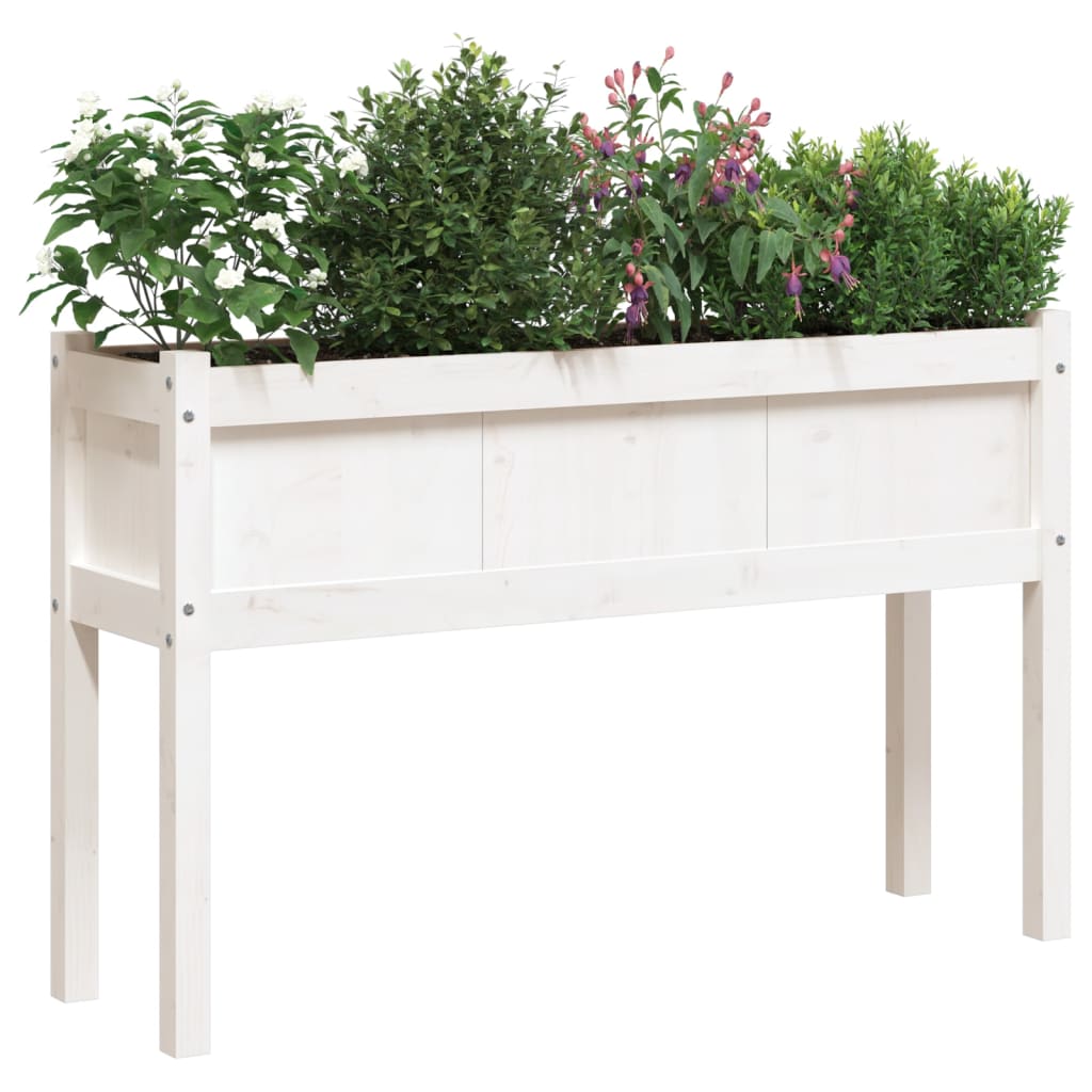 Sodo lovelis su kojelėmis, baltas, 110x31x70cm, pušies masyvas Sodo lovelis su kojelėmis, baltas, 110x31x70cm, pušies masyvas - Image 4