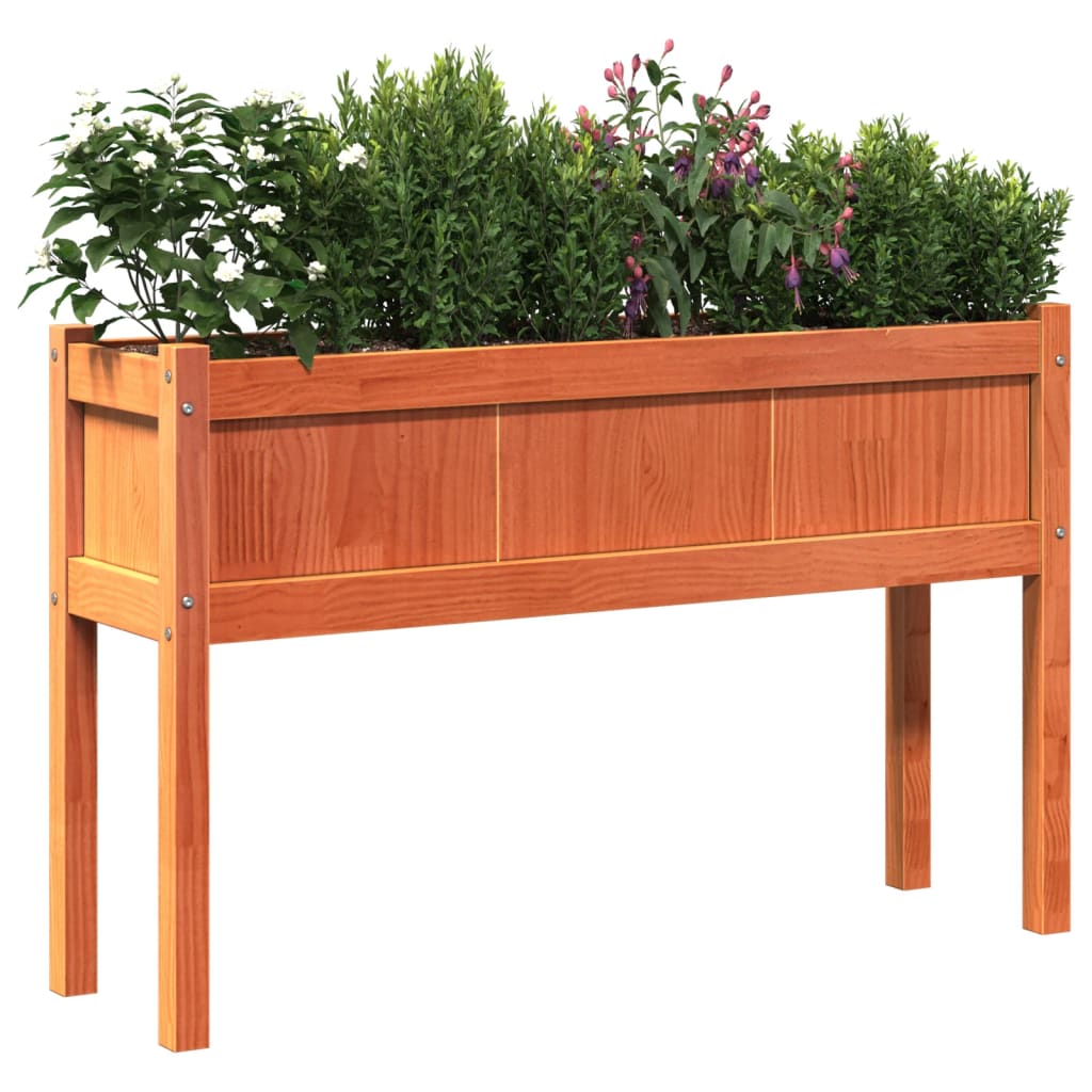 Sodo lovelis su kojelėmis, vaško rudas, 110x31x70cm, pušis Sodo lovelis su kojelėmis, vaško rudas, 110x31x70cm, pušis - Image 4