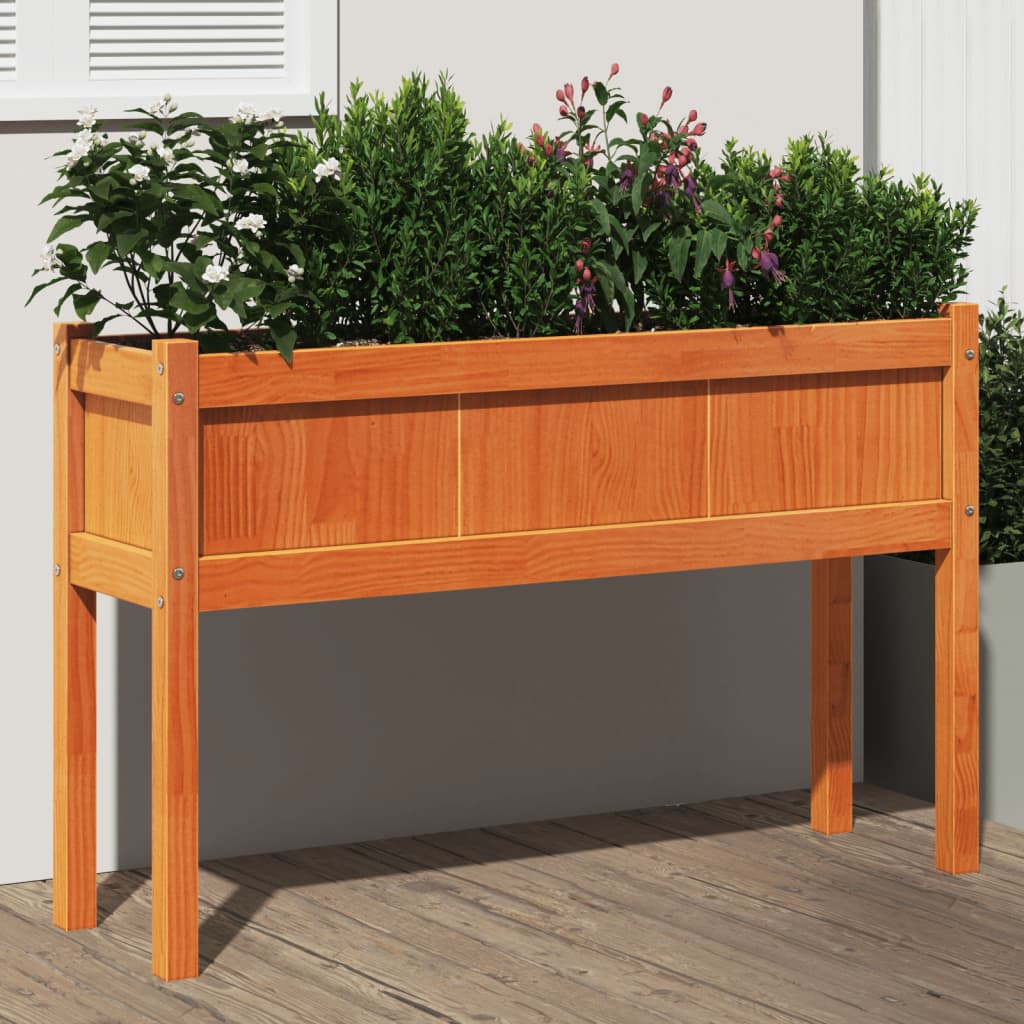 Sodo lovelis su kojelėmis, vaško rudas, 110x31x70cm, pušis Sodo lovelis su kojelėmis, vaško rudas, 110x31x70cm, pušis - Image 2
