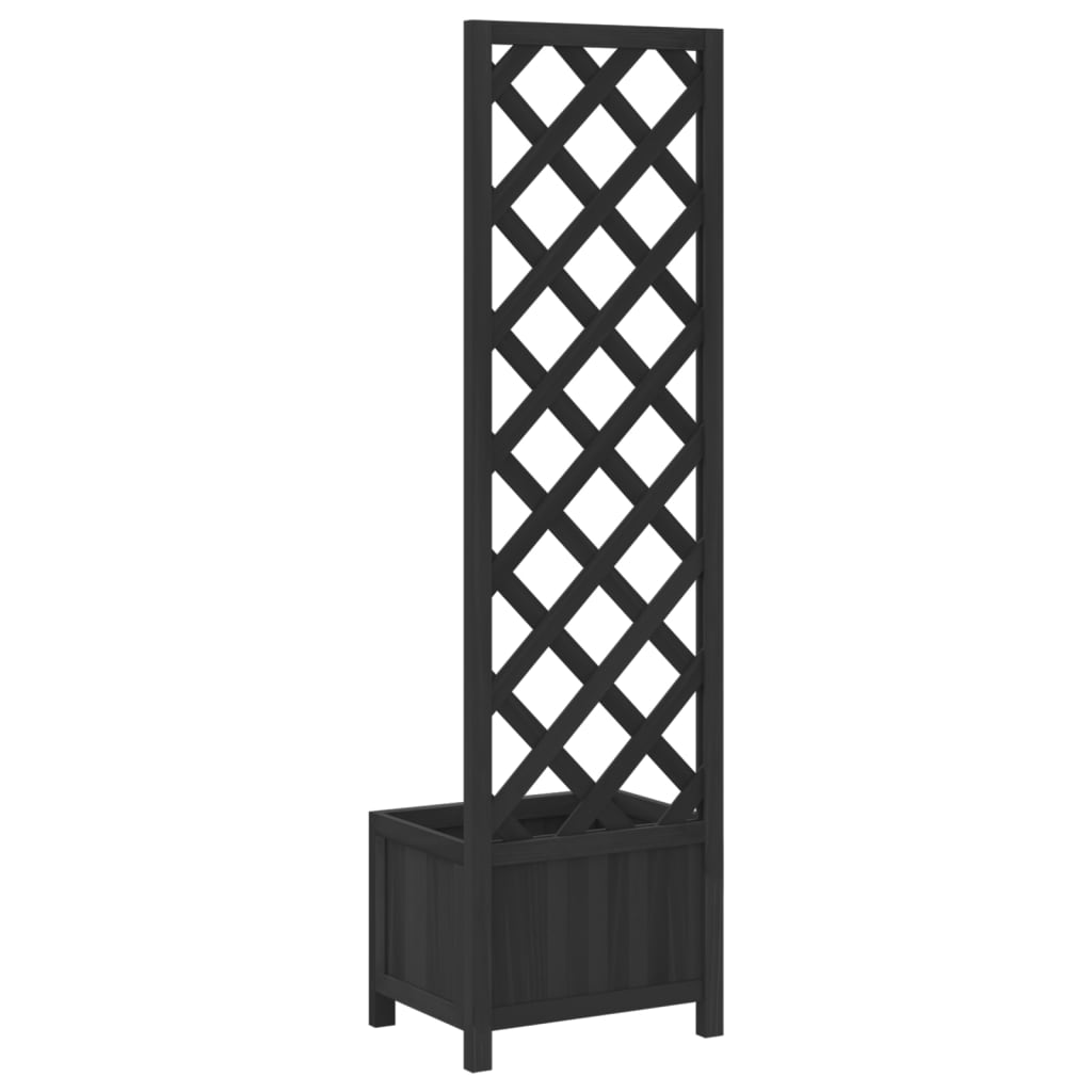 Vazonas su grotelėmis, juodas, 40x30x135 cm, eglės medienos masyvas Vazonas su grotelėmis, juodas, 40x30x135 cm, eglės medienos masyvas - Image 6