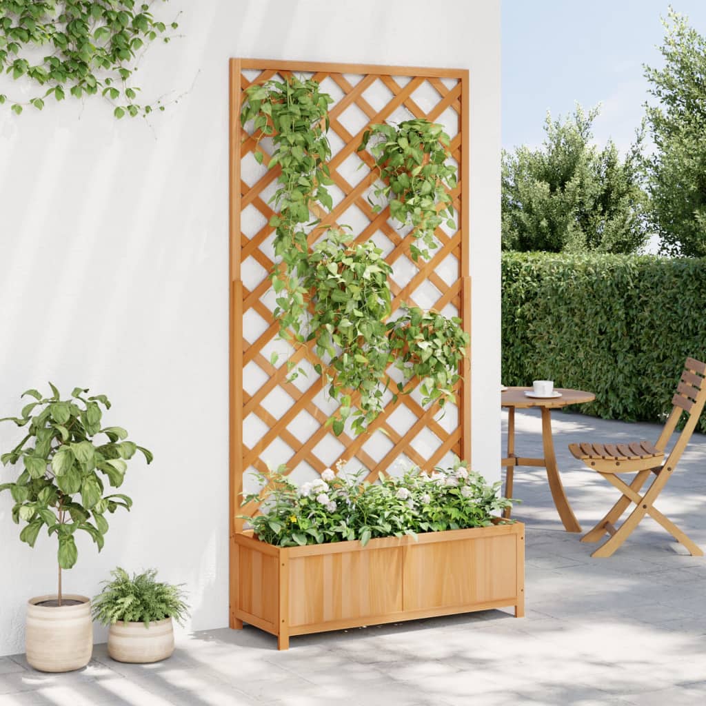 Vazonas su grotelėmis, rudas, 90x35x180cm, eglės medienos masyvas Vazonas su grotelėmis, rudas, 90x35x180cm, eglės medienos masyvas - Image 3