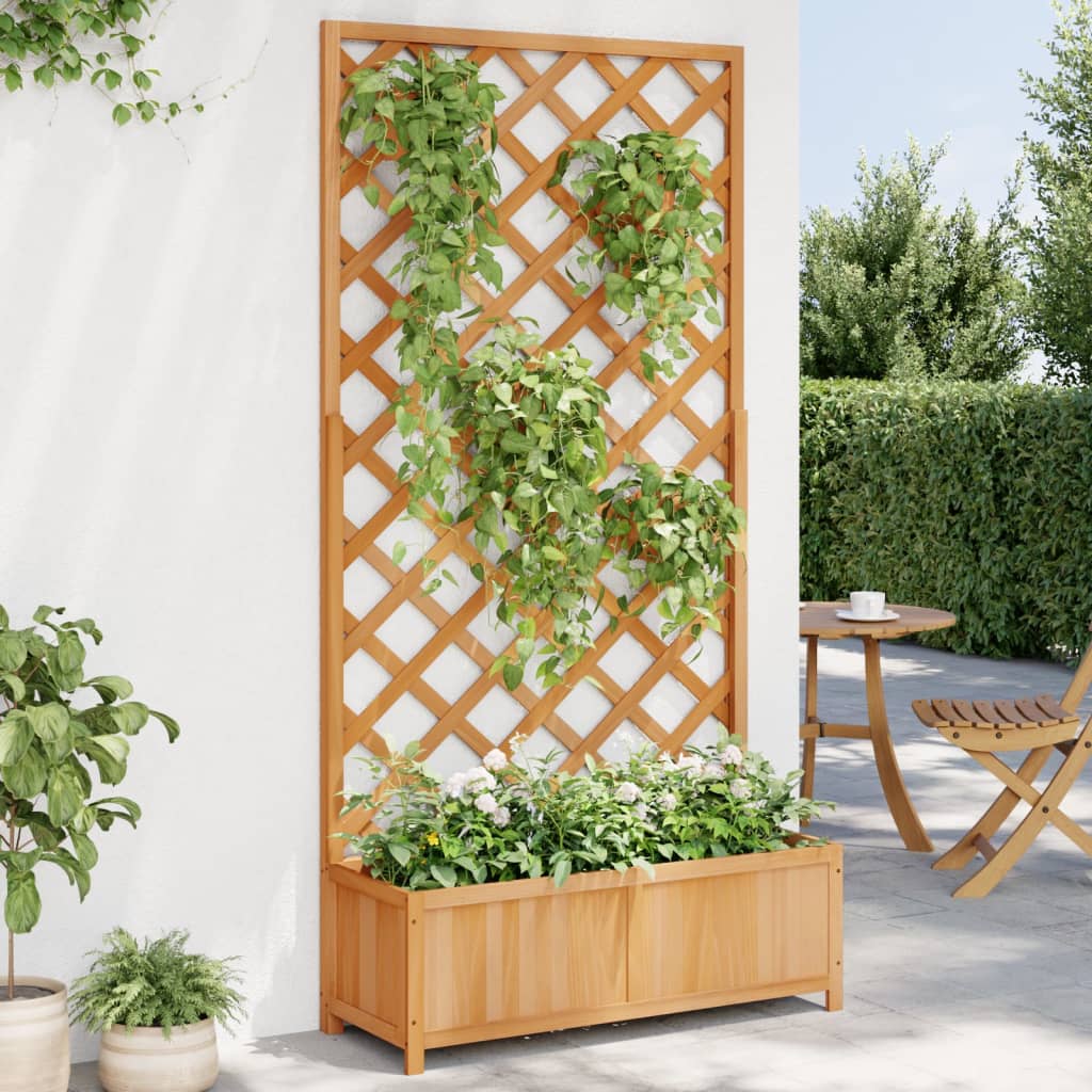 Vazonas su grotelėmis, rudas, 90x35x180cm, eglės medienos masyvas Vazonas su grotelėmis, rudas, 90x35x180cm, eglės medienos masyvas - Image 2