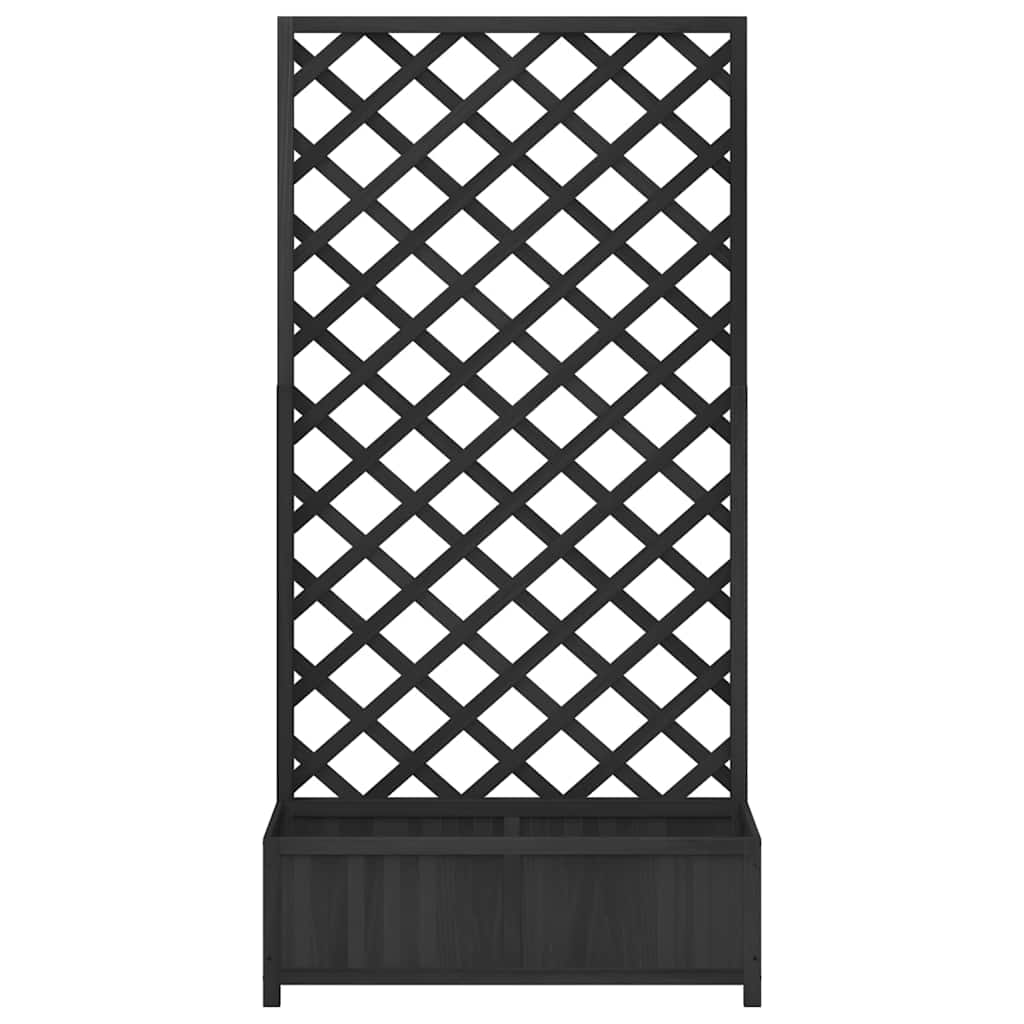 Vazonas su grotelėmis, juodas, 90x35x180cm, eglės medienos masyvas Vazonas su grotelėmis, juodas, 90x35x180cm, eglės medienos masyvas - Image 4