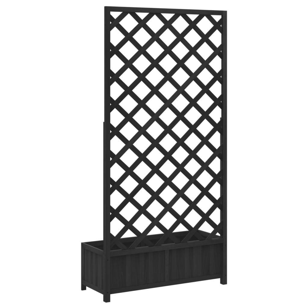 Vazonas su grotelėmis, juodas, 90x35x180cm, eglės medienos masyvas Vazonas su grotelėmis, juodas, 90x35x180cm, eglės medienos masyvas - Image 6