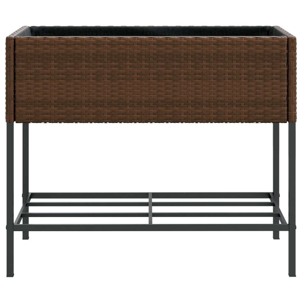 Sodo loveliai su lentyna, 2vnt., rudi, 90x40x75cm, poliratanas Sodo loveliai su lentyna, 2vnt., rudi, 90x40x75cm, poliratanas - Image 6