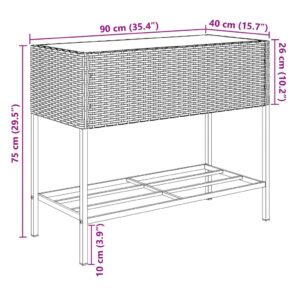 Sodo loveliai su lentyna, 2vnt., pilki, 90x40x75cm, poliratanas