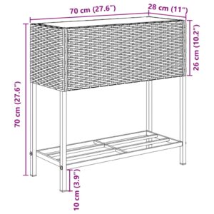 Sodo loveliai su lentyna, 2vnt., juodi, 70x28x70cm, poliratanas