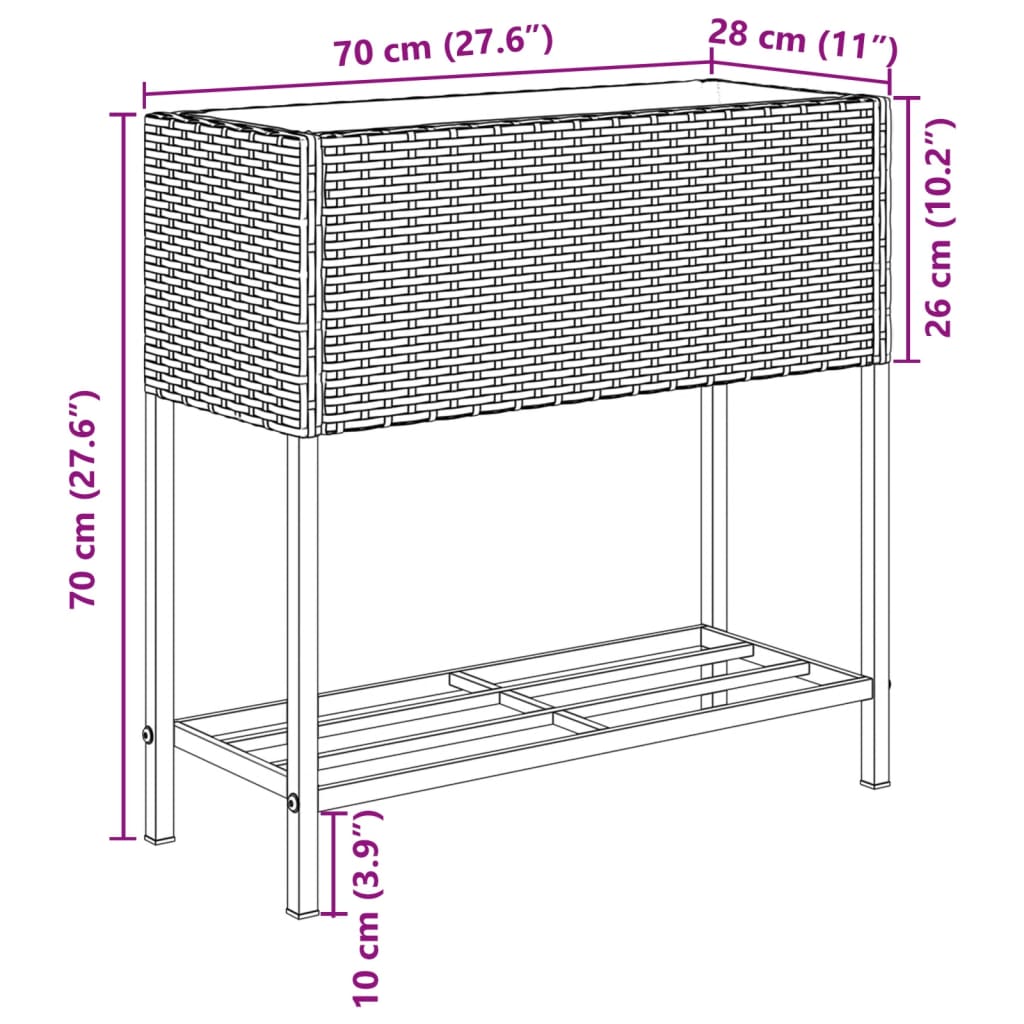 Sodo loveliai su lentyna, 2vnt., juodi, 70x28x70cm, poliratanas Sodo loveliai su lentyna, 2vnt., juodi, 70x28x70cm, poliratanas