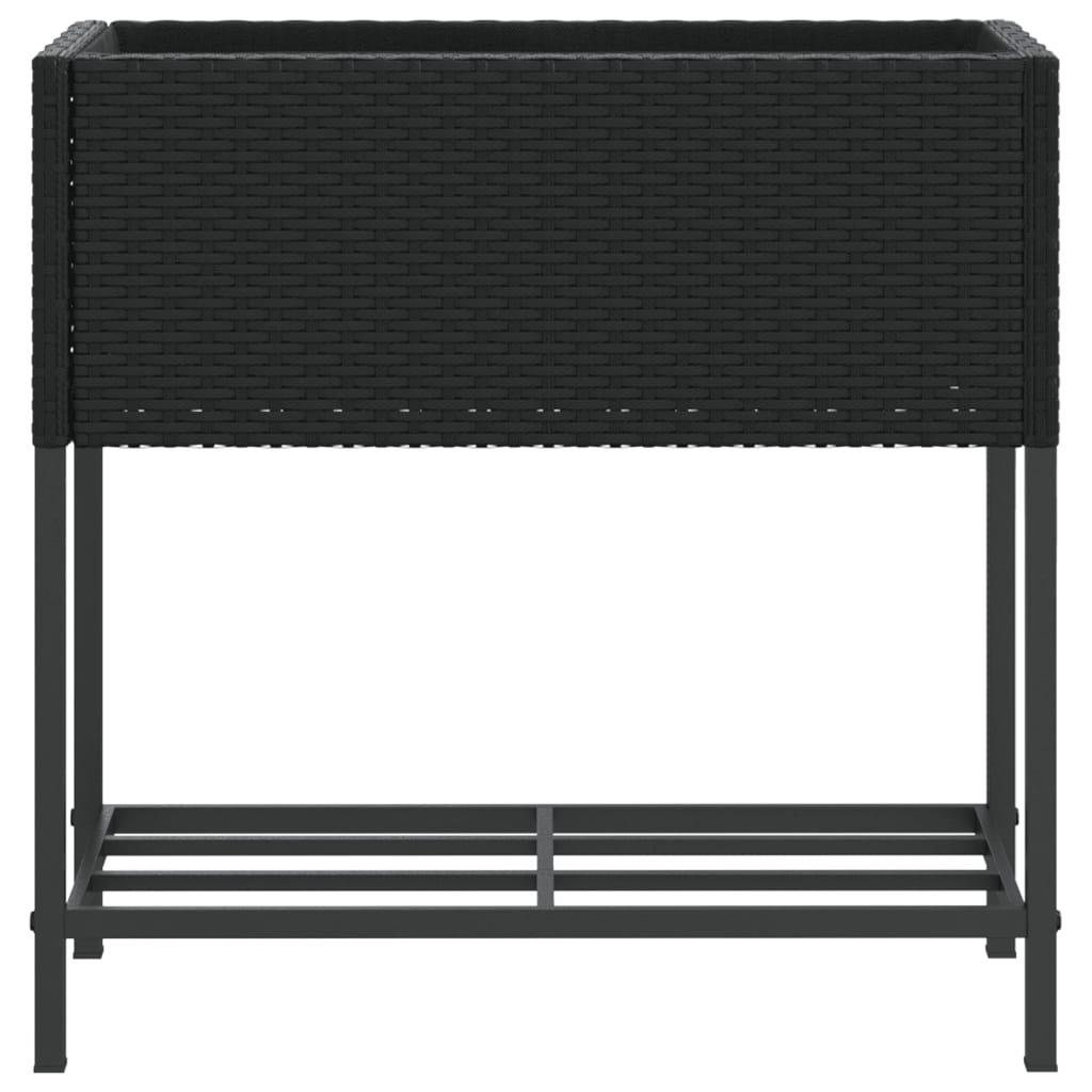 Sodo loveliai su lentyna, 2vnt., juodi, 70x28x70cm, poliratanas Sodo loveliai su lentyna, 2vnt., juodi, 70x28x70cm, poliratanas - Image 6