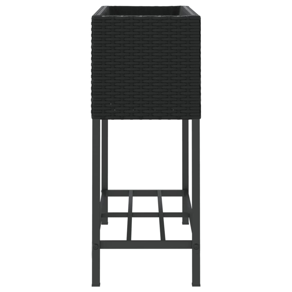 Sodo loveliai su lentyna, 2vnt., juodi, 70x28x70cm, poliratanas Sodo loveliai su lentyna, 2vnt., juodi, 70x28x70cm, poliratanas - Image 7