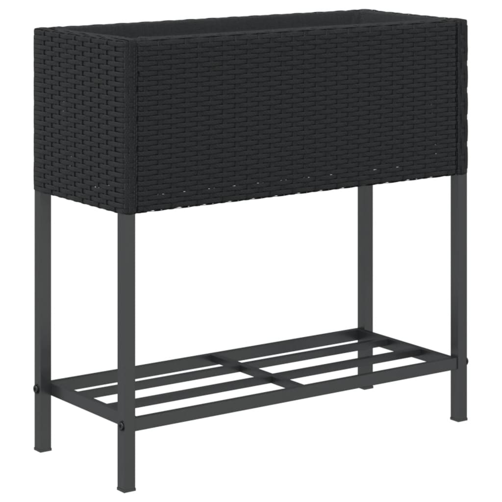 Sodo loveliai su lentyna, 2vnt., juodi, 70x28x70cm, poliratanas Sodo loveliai su lentyna, 2vnt., juodi, 70x28x70cm, poliratanas - Image 8