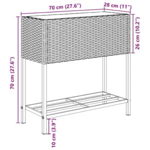 Sodo loveliai su lentyna, 2vnt., rudi, 70x28x70cm, poliratanas