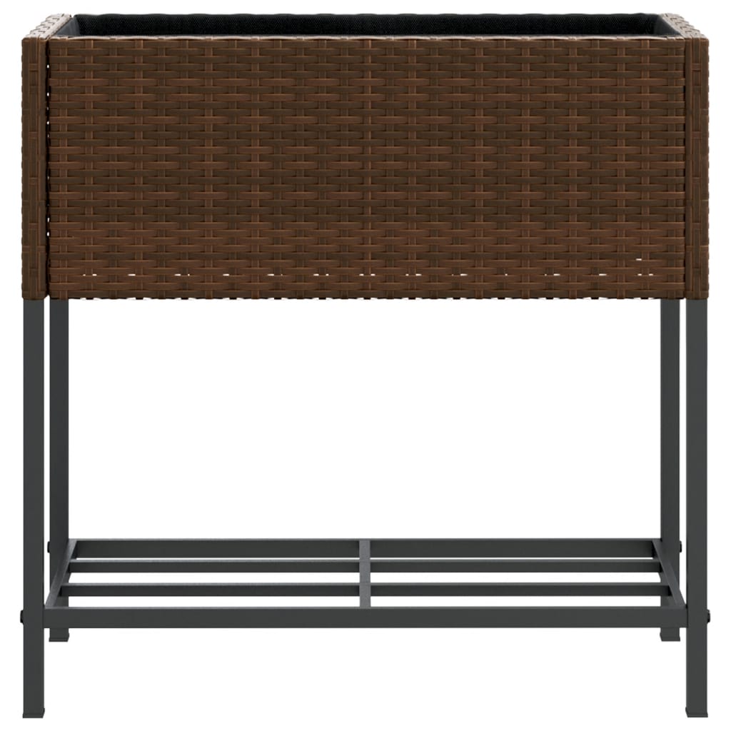 Sodo loveliai su lentyna, 2vnt., rudi, 70x28x70cm, poliratanas Sodo loveliai su lentyna, 2vnt., rudi, 70x28x70cm, poliratanas - Image 6