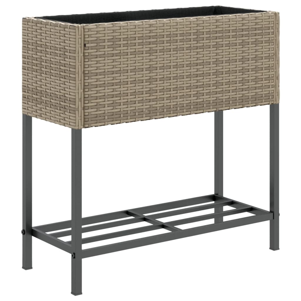 Sodo loveliai su lentyna, 2vnt., pilki, 70x28x70cm, poliratanas Sodo loveliai su lentyna, 2vnt., pilki, 70x28x70cm, poliratanas - Image 5