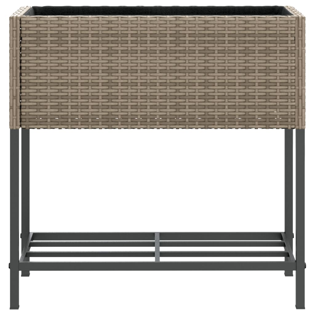 Sodo loveliai su lentyna, 2vnt., pilki, 70x28x70cm, poliratanas Sodo loveliai su lentyna, 2vnt., pilki, 70x28x70cm, poliratanas - Image 6
