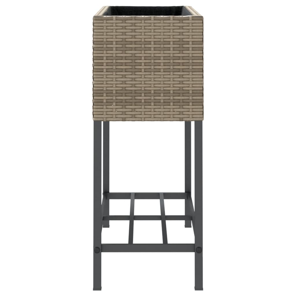 Sodo loveliai su lentyna, 2vnt., pilki, 70x28x70cm, poliratanas Sodo loveliai su lentyna, 2vnt., pilki, 70x28x70cm, poliratanas - Image 7