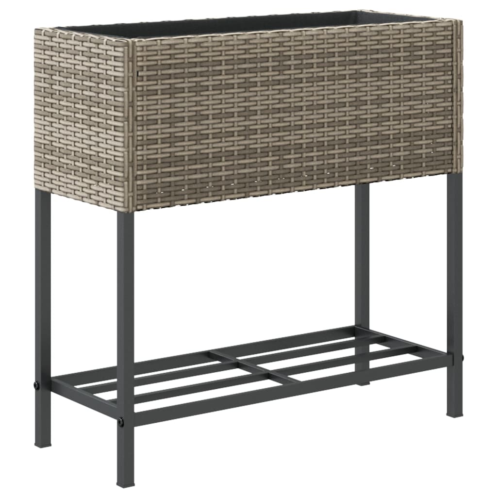 Sodo loveliai su lentyna, 2vnt., pilki, 70x28x70cm, poliratanas Sodo loveliai su lentyna, 2vnt., pilki, 70x28x70cm, poliratanas - Image 8
