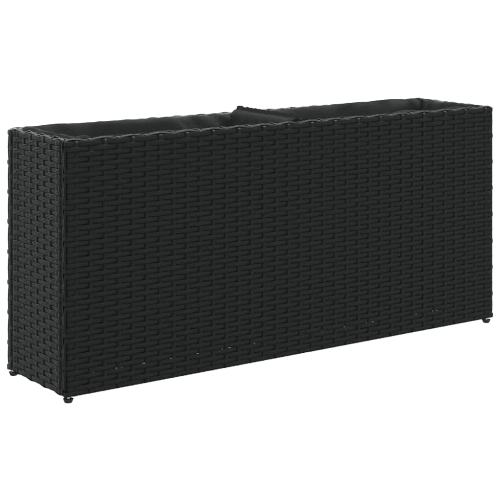 Sodo loveliai su lentyna, 2vnt., juodi, 90x20x40cm, poliratanas Sodo loveliai su lentyna, 2vnt., juodi, 90x20x40cm, poliratanas - Image 5