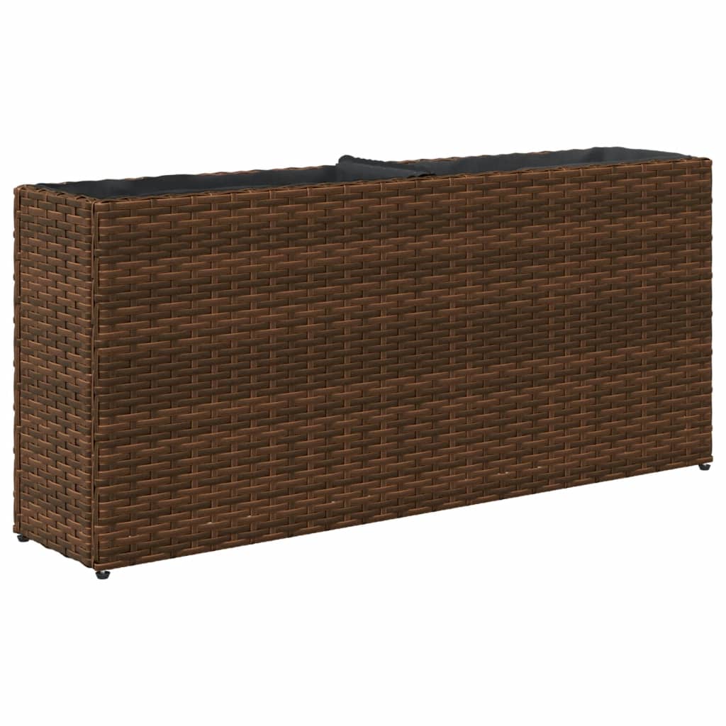 Sodo loveliai su vazonais, 2vnt., rudi, 90x20x40cm, poliratanas Sodo loveliai su vazonais, 2vnt., rudi, 90x20x40cm, poliratanas - Image 8