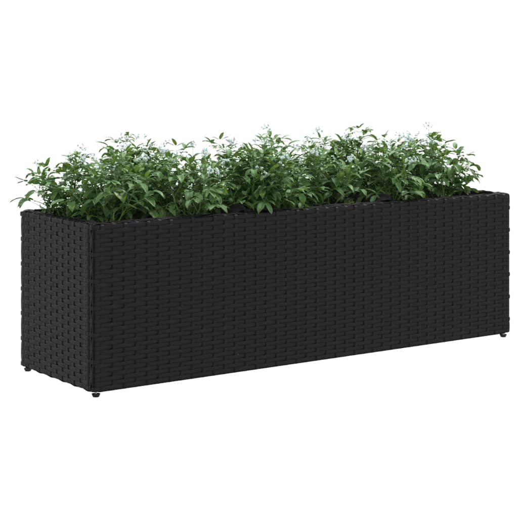Sodo loveliai su vazonais, 2vnt., juodi, 105x30x32cm, ratanas Sodo loveliai su vazonais, 2vnt., juodi, 105x30x32cm, ratanas - Image 4