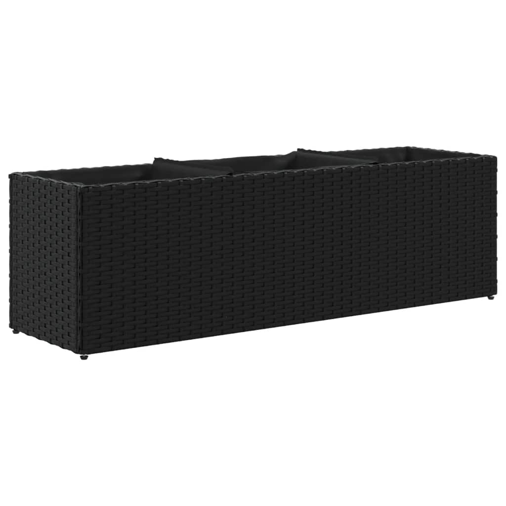 Sodo loveliai su vazonais, 2vnt., juodi, 105x30x32cm, ratanas Sodo loveliai su vazonais, 2vnt., juodi, 105x30x32cm, ratanas - Image 5