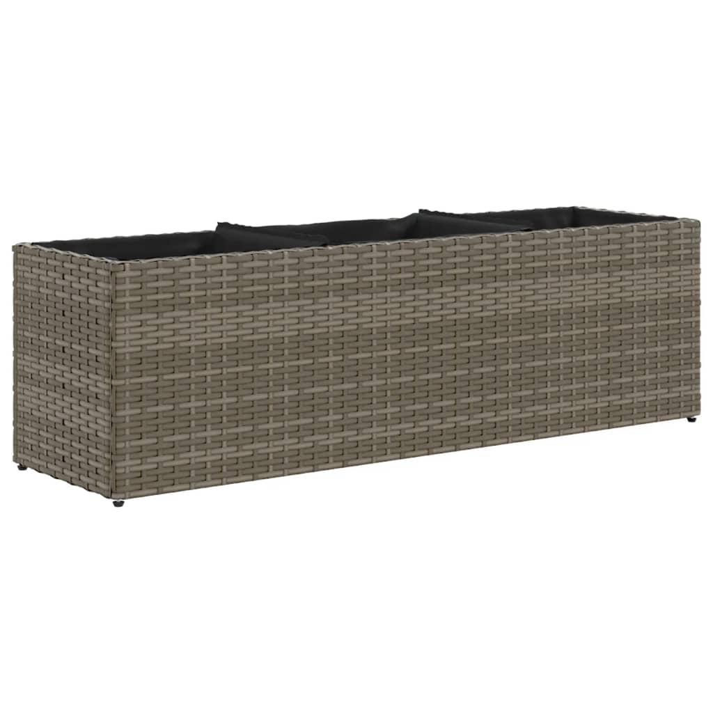 Sodo loveliai su vazonais, 2vnt., pilki, 105x30x32cm, ratanas Sodo loveliai su vazonais, 2vnt., pilki, 105x30x32cm, ratanas - Image 5