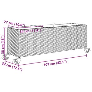 Sodo loveliai su ratukais, 2vnt., juodi, 107x32x38cm, ratanas