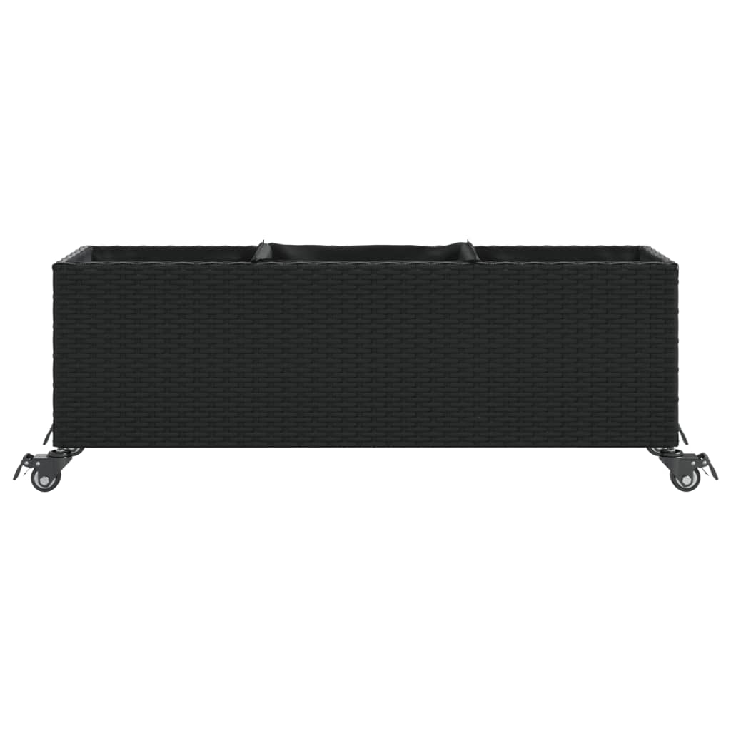 Sodo loveliai su ratukais, 2vnt., juodi, 107x32x38cm, ratanas Sodo loveliai su ratukais, 2vnt., juodi, 107x32x38cm, ratanas - Image 6