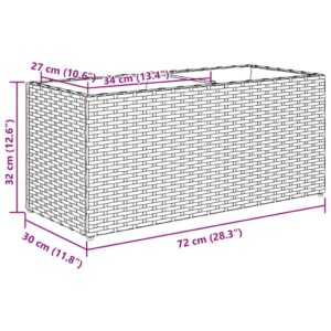 Sodo loveliai su vazonais, 2vnt., pilki, 72x30x32cm, PE ratanas