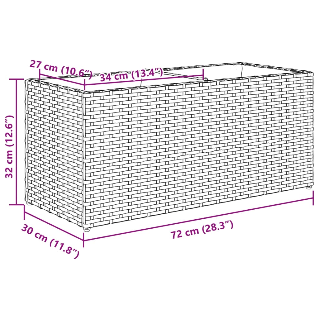 Sodo loveliai su vazonais, 2vnt., pilki, 72x30x32cm, PE ratanas Sodo loveliai su vazonais, 2vnt., pilki, 72x30x32cm, PE ratanas
