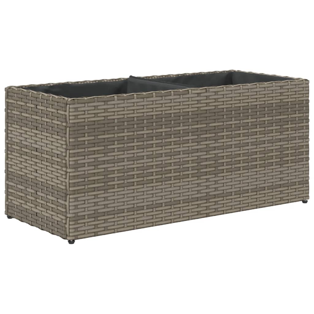 Sodo loveliai su vazonais, 2vnt., pilki, 72x30x32cm, PE ratanas Sodo loveliai su vazonais, 2vnt., pilki, 72x30x32cm, PE ratanas - Image 8