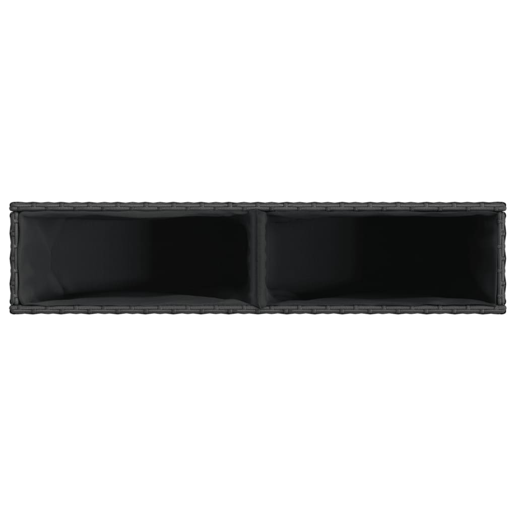 Sodo lovelis su 2 vazonais, juodas, 90x20x40cm, poliratanas Sodo lovelis su 2 vazonais, juodas, 90x20x40cm, poliratanas - Image 8