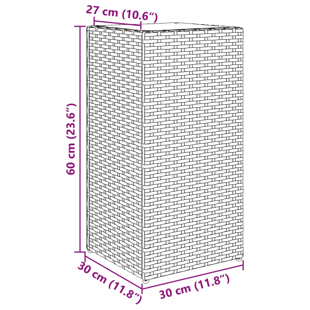 Sodo lovelis, pilkos spalvos, 30x30x60cm, poliratanas Sodo lovelis, pilkos spalvos, 30x30x60cm, poliratanas