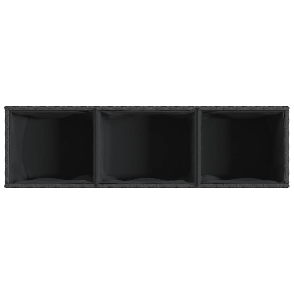Sodo lovelis su 3 vazonais, juodas, 105x30x32cm, poliratanas Sodo lovelis su 3 vazonais, juodas, 105x30x32cm, poliratanas - Image 8